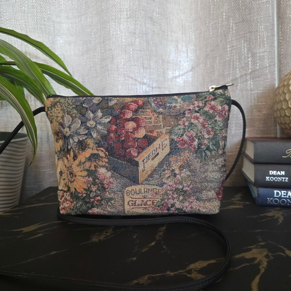 Danny K Beverly Hills Tapestry Crossbody Bag Floral Fruit Made in USA  Purse